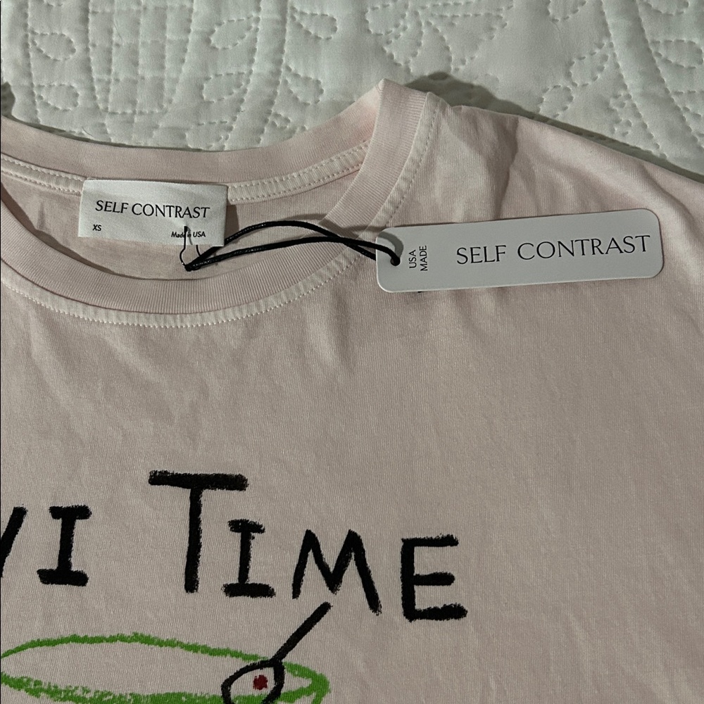 SELF CONTRAST ‘Tini Time' Pink Graphic Crop Top Sz:XS - Picture 4 of 5